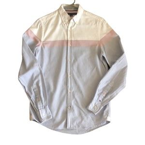 Tommy Hilfiger Red White & Blue Strip Button Up Long Sleeve Men’s Shirt XS